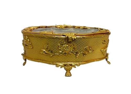 19th C. Gilt Bronze and Etched Glass Jewellery Box