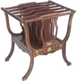EDWARDIAN INLAID MAHOGANY CANTERBURY CIRCA 1890