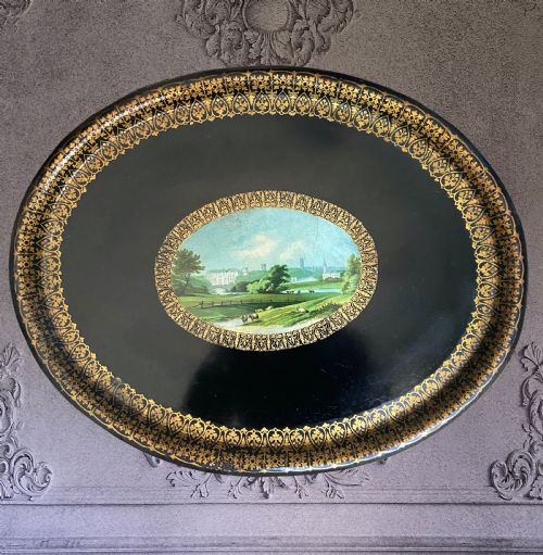 A LARGE FRENCH NAPOLEON III OVAL TOLE WARE TRAY C1850 - ADDITIONAL PHOTO 1