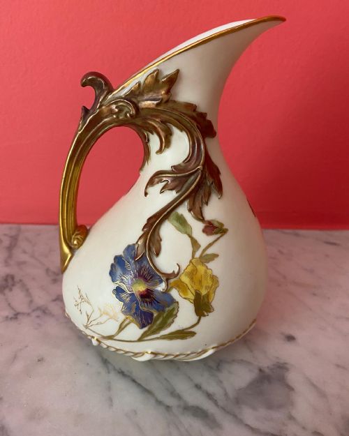 A SUPERB ROYAL WORCESTER EWER 1890 PUCE MARK - ADDITIONAL PHOTO 5