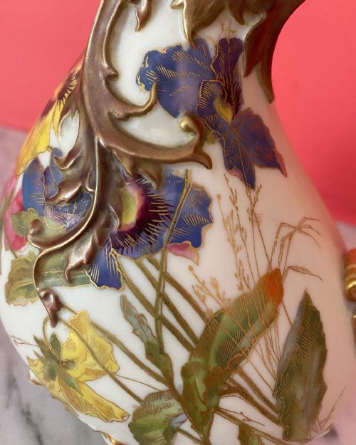 A SUPERB ROYAL WORCESTER EWER 1890 PUCE MARK - ADDITIONAL PHOTO 12