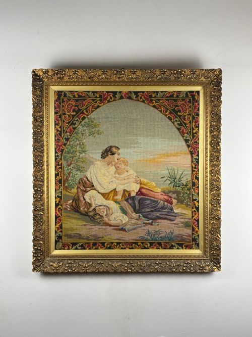 LARGE VICTORIAN BERLIN NEEDLEPOINT WITH GILTWOOD FRAME - ADDITIONAL PHOTO 1