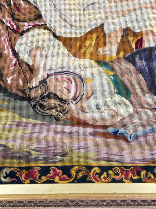 LARGE VICTORIAN BERLIN NEEDLEPOINT WITH GILTWOOD FRAME - ADDITIONAL PHOTO 2