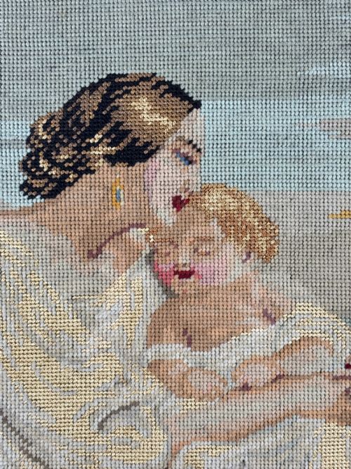 LARGE VICTORIAN BERLIN NEEDLEPOINT WITH GILTWOOD FRAME - ADDITIONAL PHOTO 3