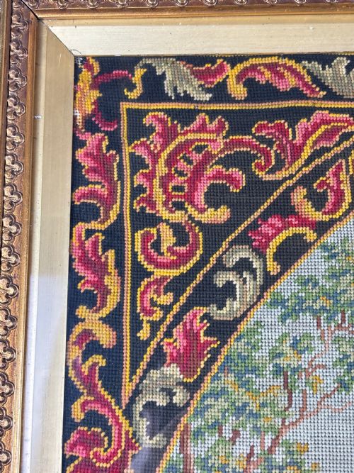LARGE VICTORIAN BERLIN NEEDLEPOINT WITH GILTWOOD FRAME - ADDITIONAL PHOTO 4
