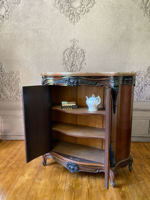 FRENCH ROSEWOOD PIER CABINET WITH EBONY DETAIL MOUNTS C1850 - ADDITIONAL PHOTO 4