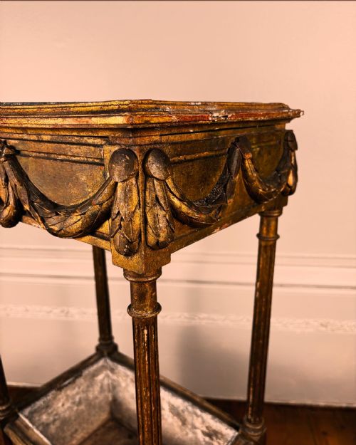 A FRENCH EMPIRE TWO TIERED CANED GILTWOOD JARDINERE STAND C1810 - ADDITIONAL PHOTO 8