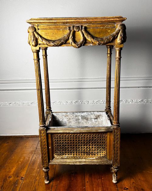 A FRENCH EMPIRE TWO TIERED CANED GILTWOOD JARDINERE STAND C1810 - ADDITIONAL PHOTO 9