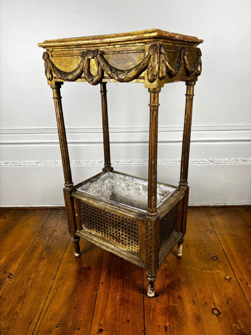 A FRENCH EMPIRE TWO TIERED CANED GILTWOOD JARDINERE STAND C1810 - ADDITIONAL PHOTO 2