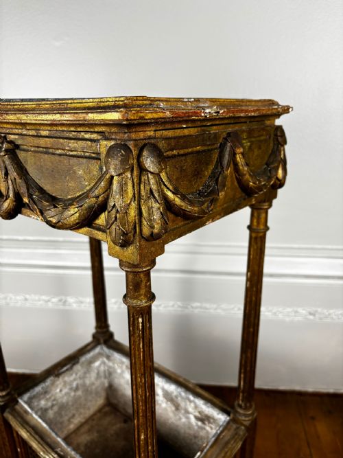 A FRENCH EMPIRE TWO TIERED CANED GILTWOOD JARDINERE STAND C1810 - ADDITIONAL PHOTO 4