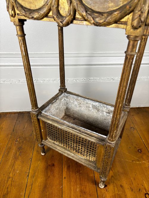 A FRENCH EMPIRE TWO TIERED CANED GILTWOOD JARDINERE STAND C1810 - ADDITIONAL PHOTO 5