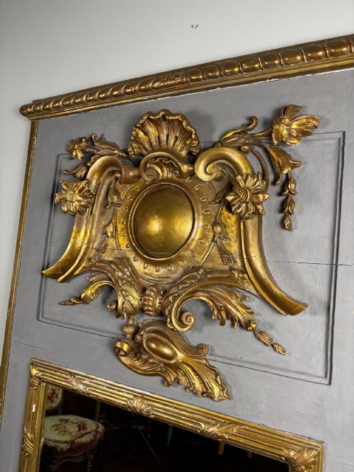 AN IMPRESSIVE LOUIS XVI STYLE TRUMEAU MIRROR C 1870 - ADDITIONAL PHOTO 1