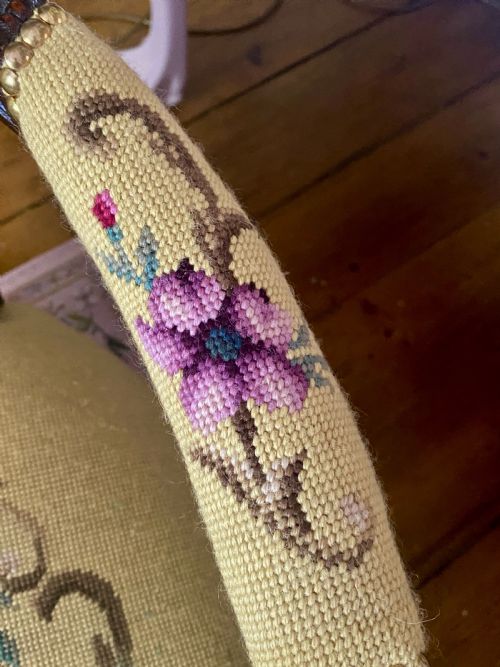 FRENCH OPEN ARMCHAIR WITH NEEDLEPOINT TAPESTRY PANELS - ADDITIONAL PHOTO 2