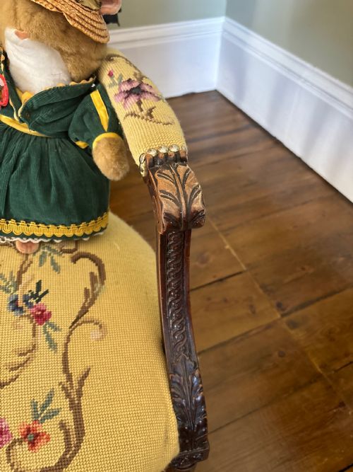 FRENCH OPEN ARMCHAIR WITH NEEDLEPOINT TAPESTRY PANELS - ADDITIONAL PHOTO 5