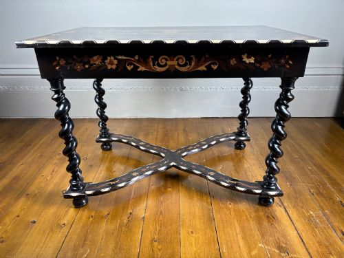 A DUTCH EBONISED MARQUETRY BONE INLAY TABLE 19TH CENTURY - ADDITIONAL PHOTO 1