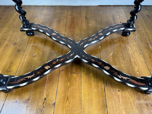 A DUTCH EBONISED MARQUETRY BONE INLAY TABLE 19TH CENTURY - ADDITIONAL PHOTO 2
