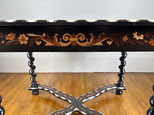 A DUTCH EBONISED MARQUETRY BONE INLAY TABLE 19TH CENTURY - ADDITIONAL PHOTO 5