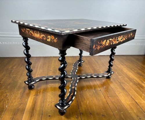 A DUTCH EBONISED MARQUETRY BONE INLAY TABLE 19TH CENTURY - ADDITIONAL PHOTO 11