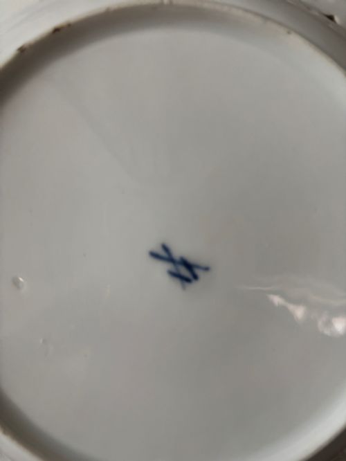 MEISSEN RETICULATED PLATE EXOTIC BIRDS 18801900 CROSSED SWORDS MARK - ADDITIONAL PHOTO 7