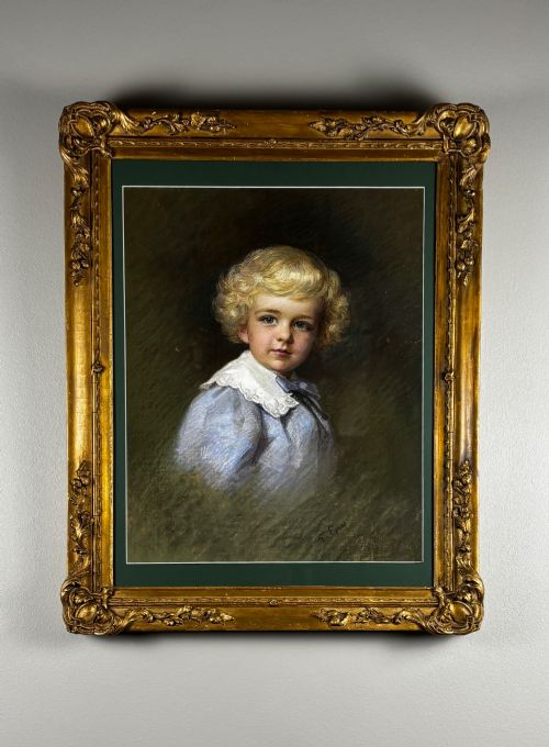 PASTEL PORTRAIT OF A BOY BY NOTED ARTIST EMILY EYRES C1900
