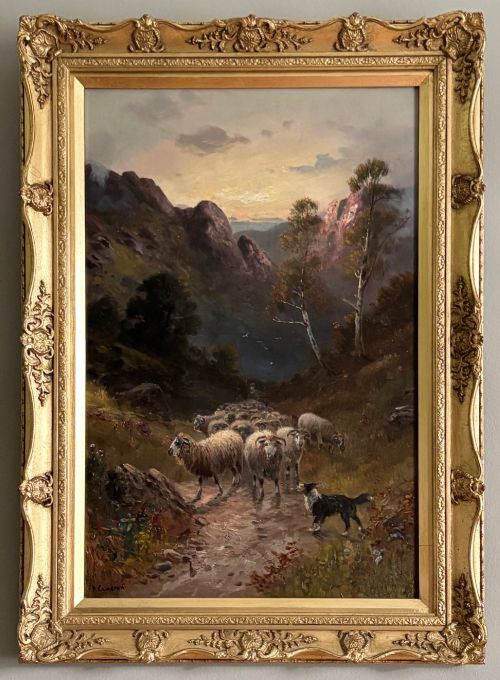OIL ON CANVAS LANDSCAPE WITH SHEEP BY SCOTTISH ARTIST DOUGLAS CAMERON - ADDITIONAL PHOTO 1