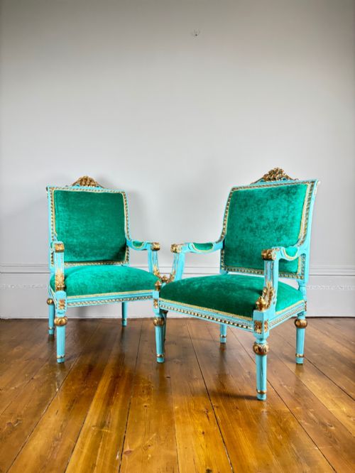 A PAIR OF FRENCH OPEN ARMCHAIRS C1850 - ADDITIONAL PHOTO 2