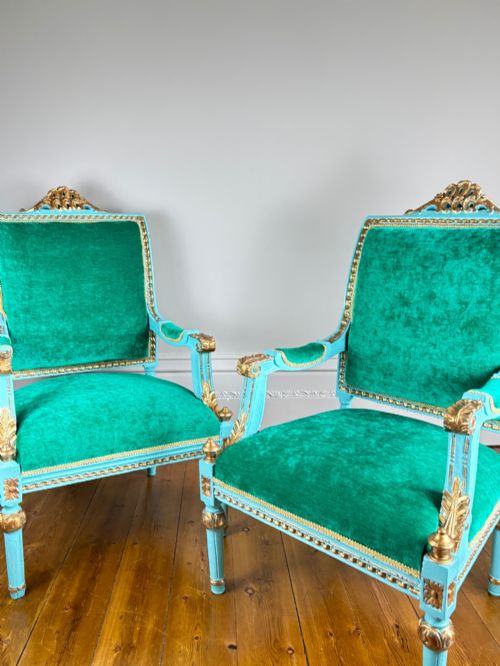 A PAIR OF FRENCH OPEN ARMCHAIRS C1850 - ADDITIONAL PHOTO 4