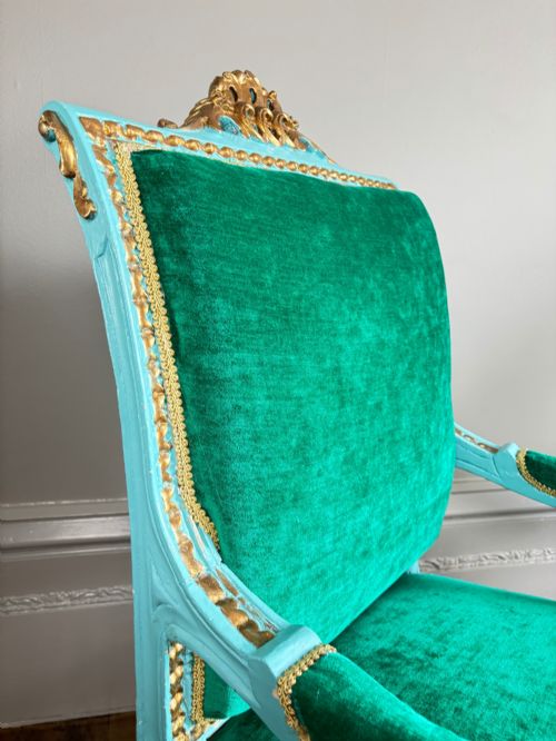 A PAIR OF FRENCH OPEN ARMCHAIRS C1850 - ADDITIONAL PHOTO 7