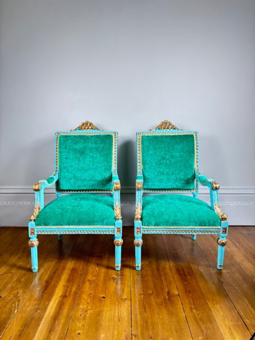 A PAIR OF FRENCH OPEN ARMCHAIRS C1850 - ADDITIONAL PHOTO 8