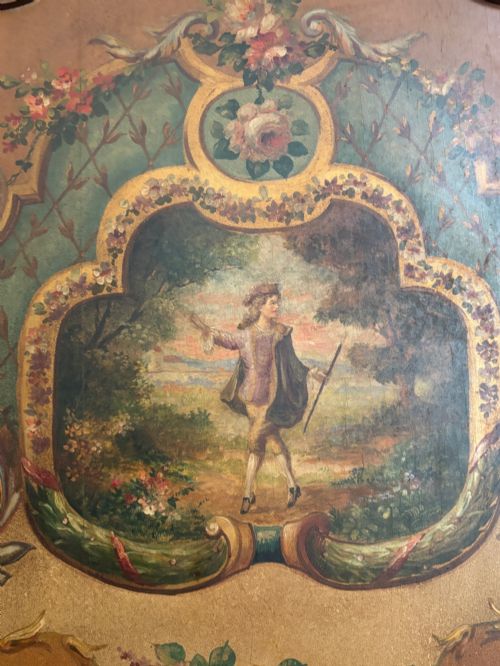 A FRENCH 3 FOLD WALNUT SCREEN WITH THE PANELS WITH PASTORAL SCENES C1900 - ADDITIONAL PHOTO 5