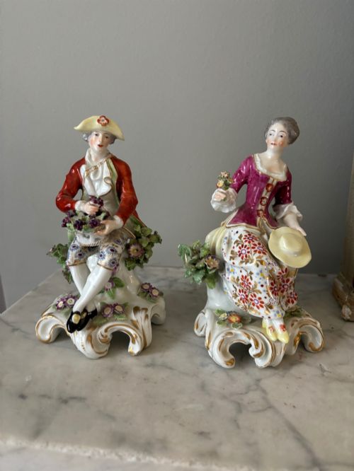 Pair of Edme Sampsom Gold Anchor Mark Figurines