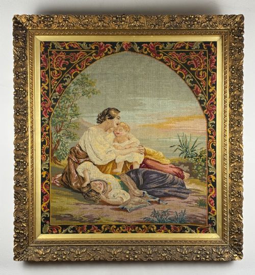 Large Victorian Berlin Needlepoint with Giltwood Frame