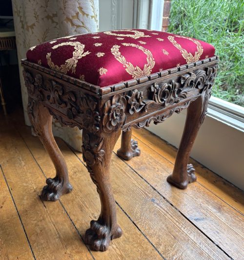 A Chippendale Style Carved Stool C1850
