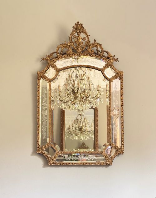 A French Louis Xv Style Rococo Mirror with Gilt Bronze Frame C 1890-1900