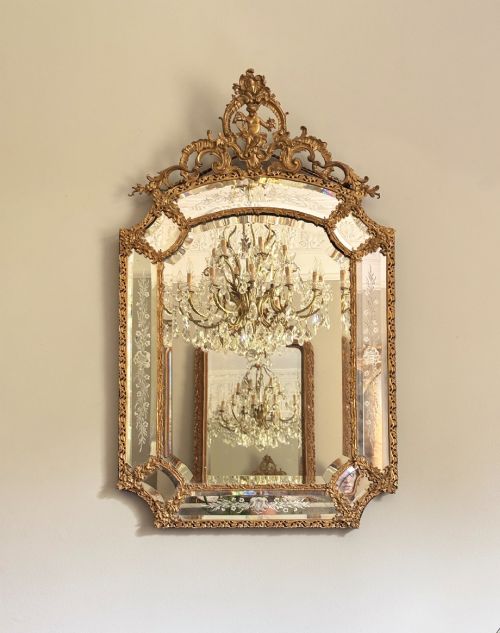 A French Louis XV Style Rococo Mirror with Gilt Bronze Frame C 1890-1900