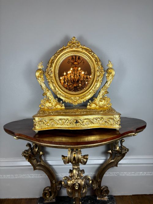 An Italian Giltwood & Gesso Table Mirror 18thc