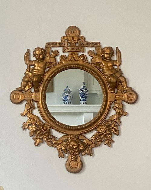 A Rare Coalbrookdale Cast Iron Mirror with Motto