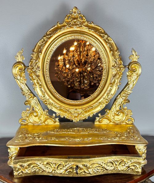 An Italian Giltwood & Gesso Table Mirror 18thc