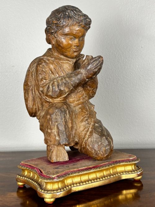 A German Lime Wood Carved Praying Figure. Late 18th Century