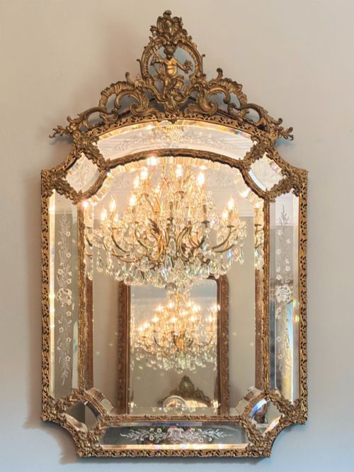 A French Louis XV Style Rococo Mirror with Gilt Bronze Frame C 1890-1900