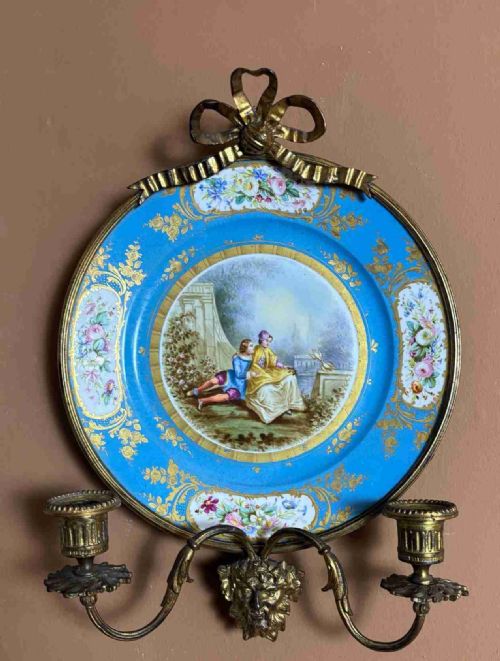 A Sevres Porcelain Bronze Ormolu Mounted Wall Candelabra C1868