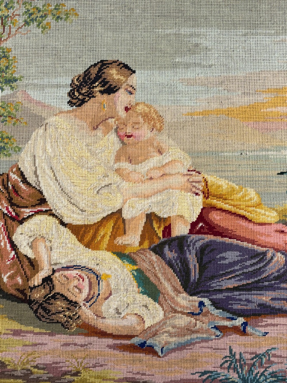 Large Victorian Berlin Needlepoint with Giltwood Frame View VI