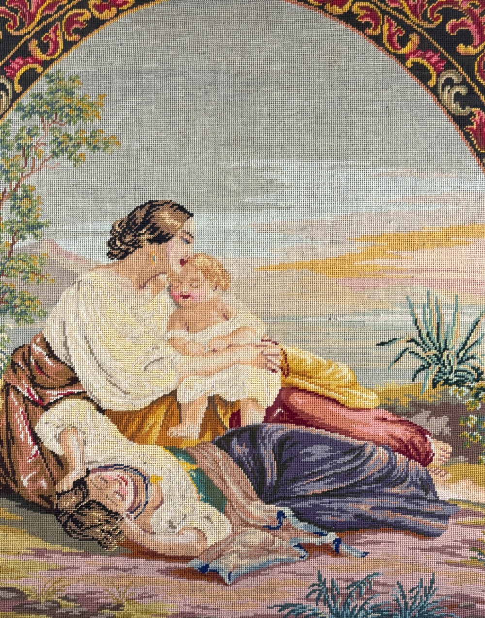 Large Victorian Berlin Needlepoint with Giltwood Frame View VII