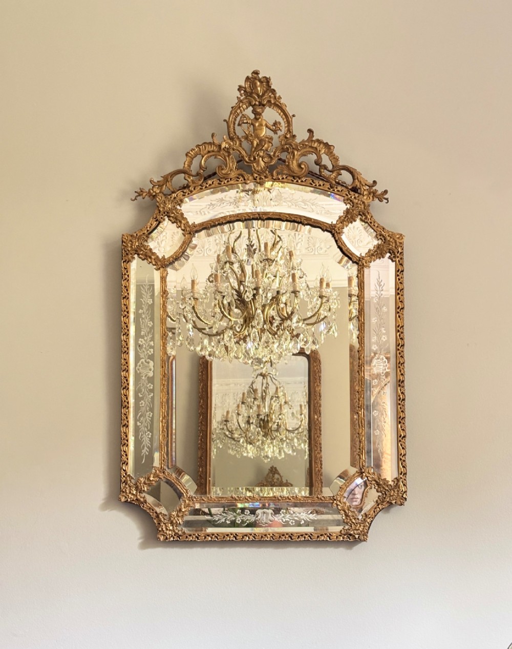 A French Louis Xv Style Rococo Mirror with Gilt Bronze Frame C 1890-1900