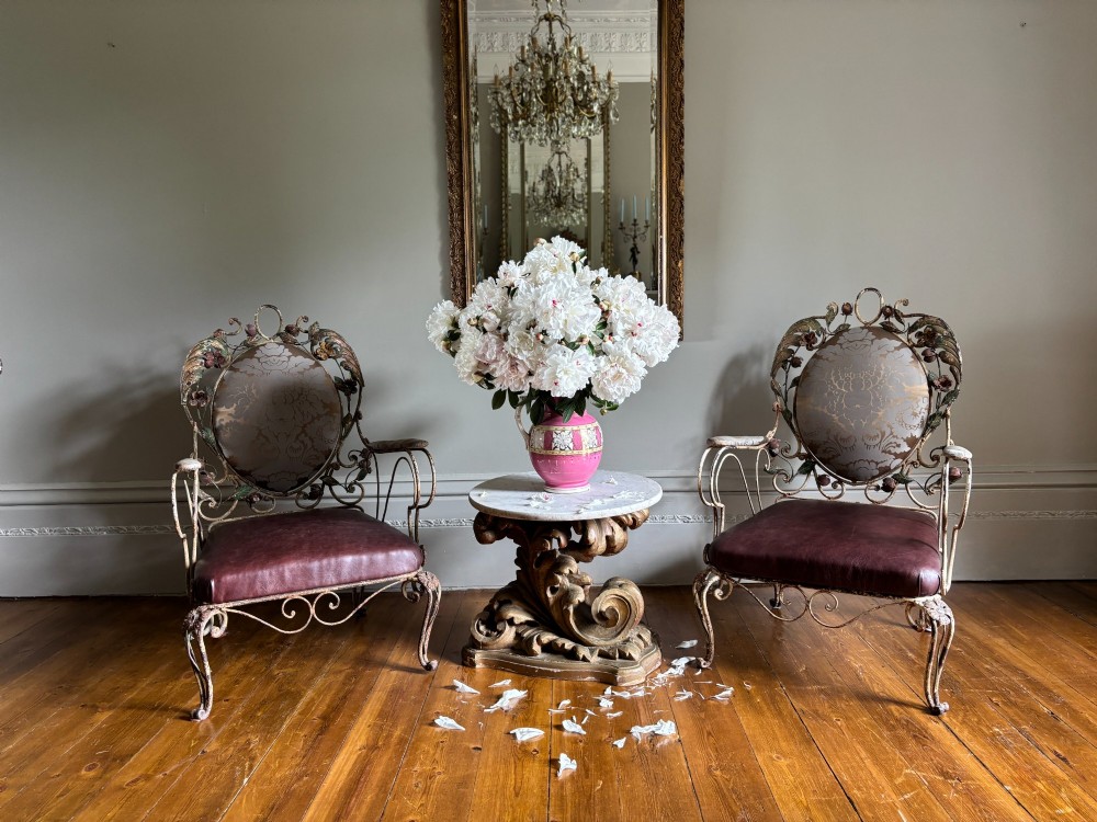 A Pair of French Wrough Iron Riviera Arm Chairs View IV