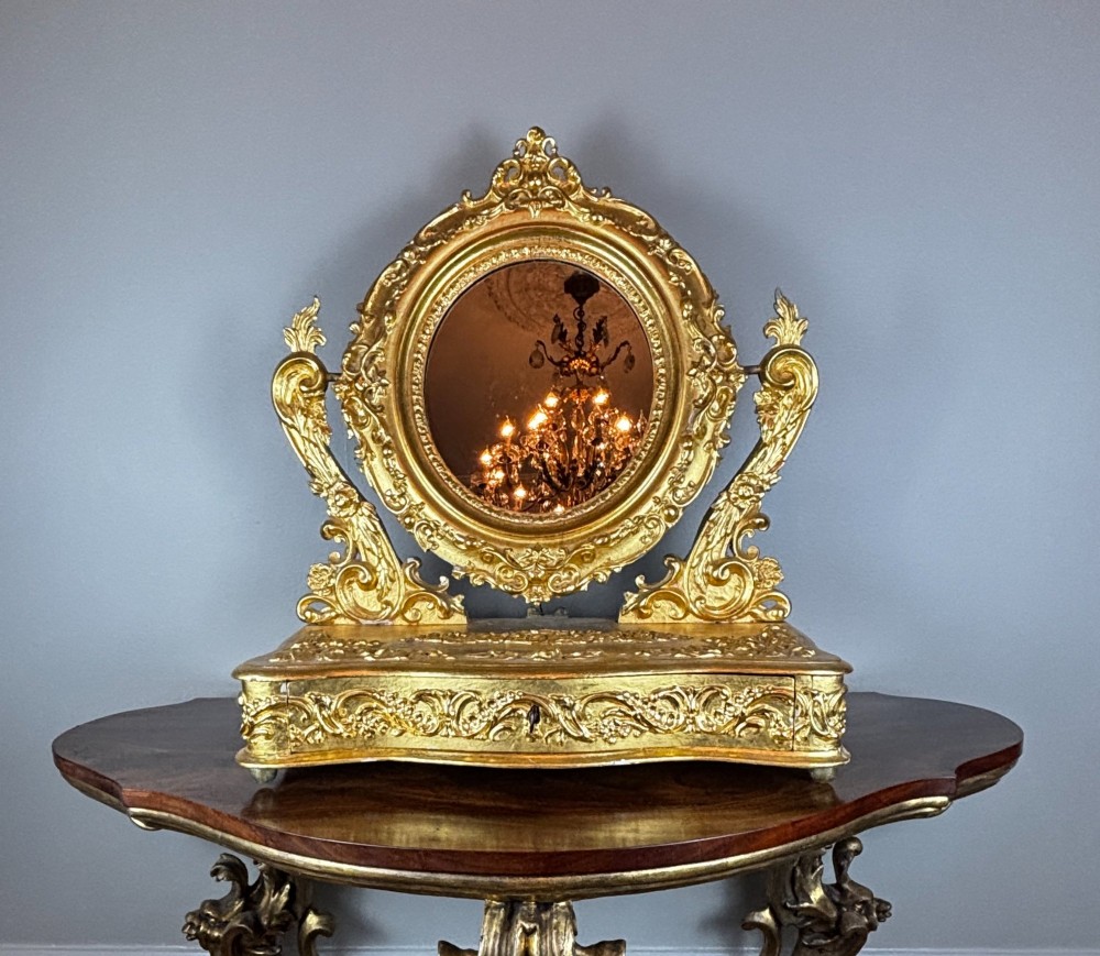 An Italian Giltwood & Gesso Table Mirror 18thc View V