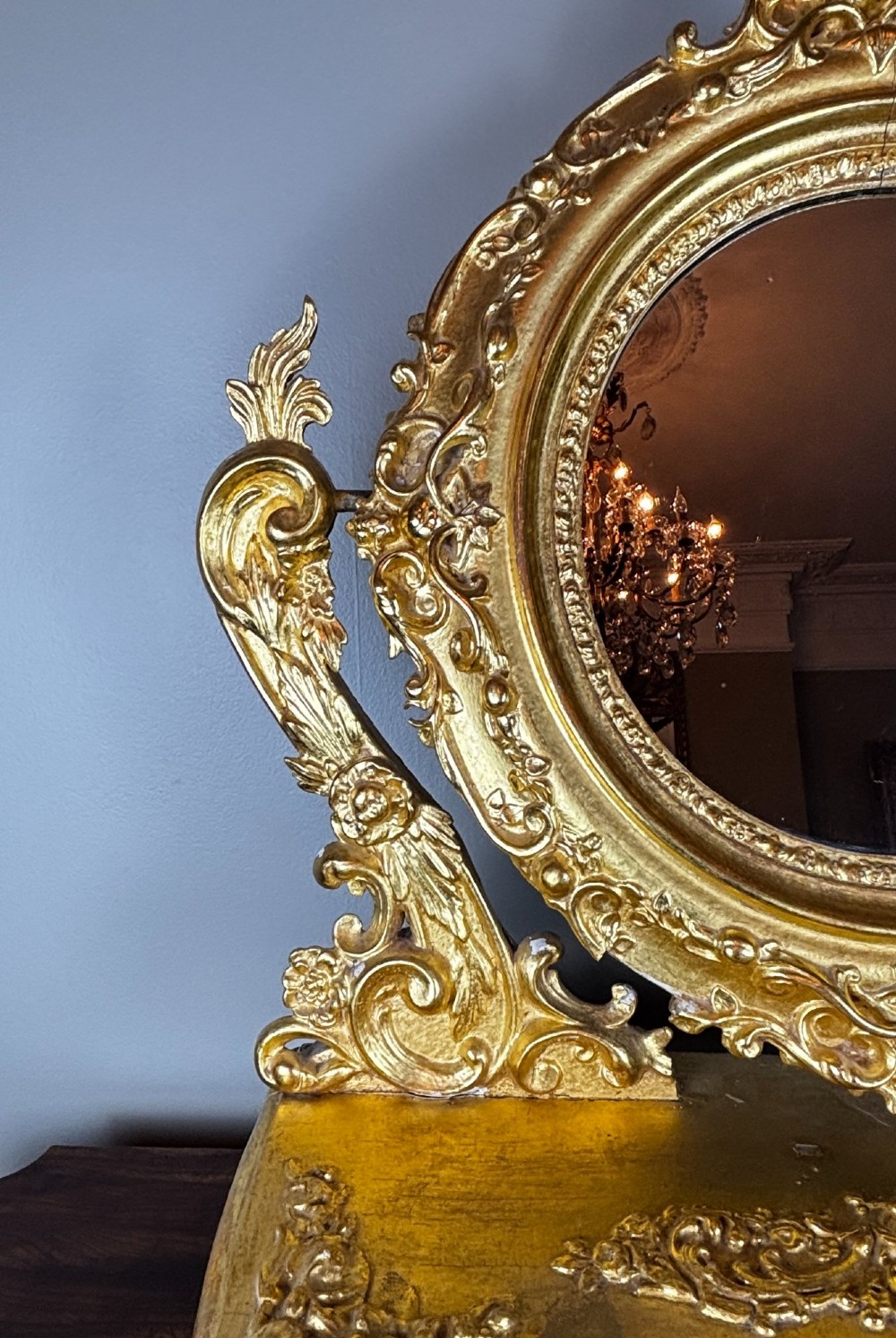 An Italian Giltwood & Gesso Table Mirror 18thc View VI