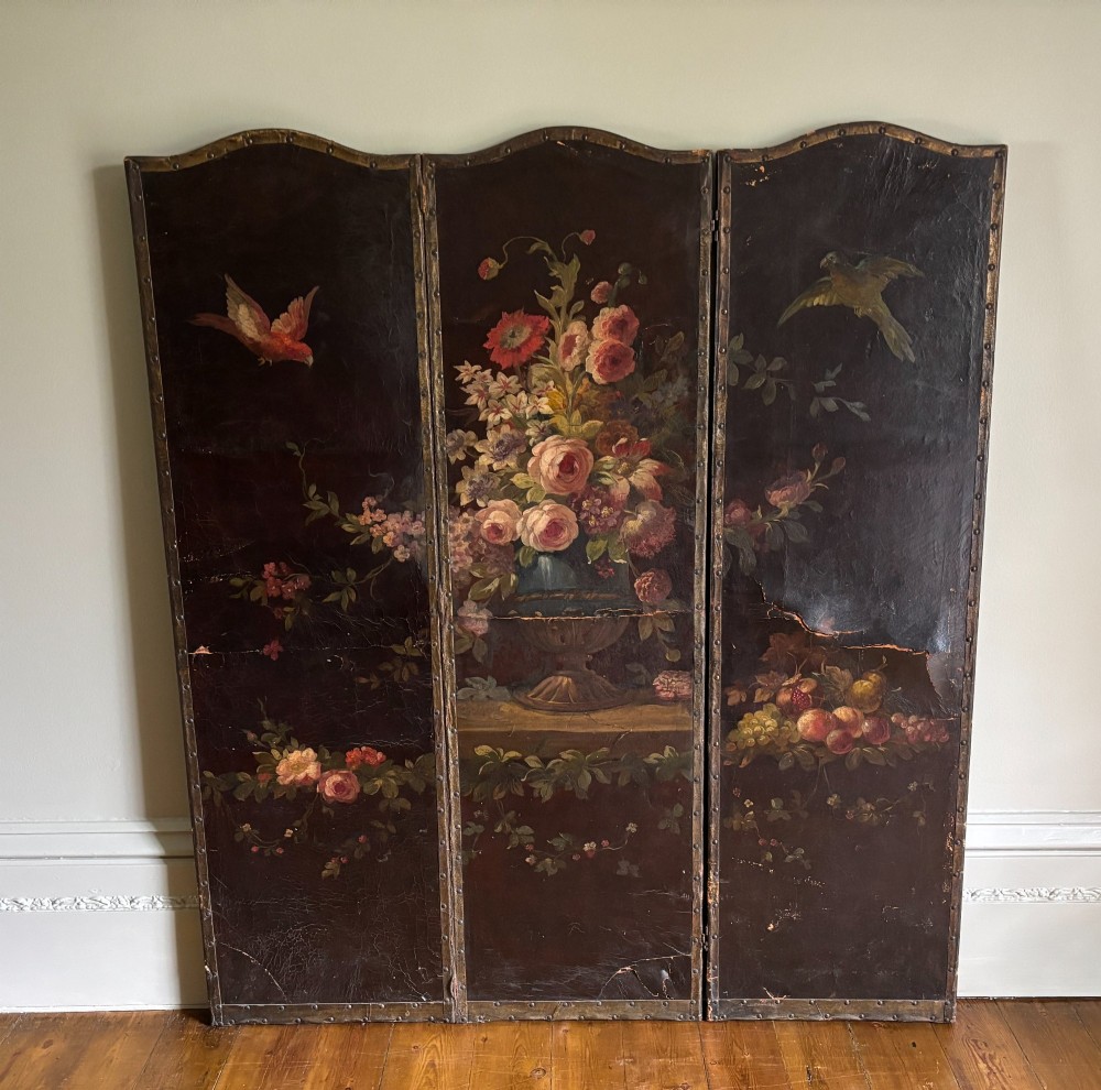 A Three Fold Leather Green. Hand Painted C1880 View VI