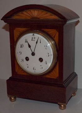 Edwardian Fan Inlaid Mantel Clock