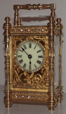 Antique Carriage Clock with Gilt Bird Masking
